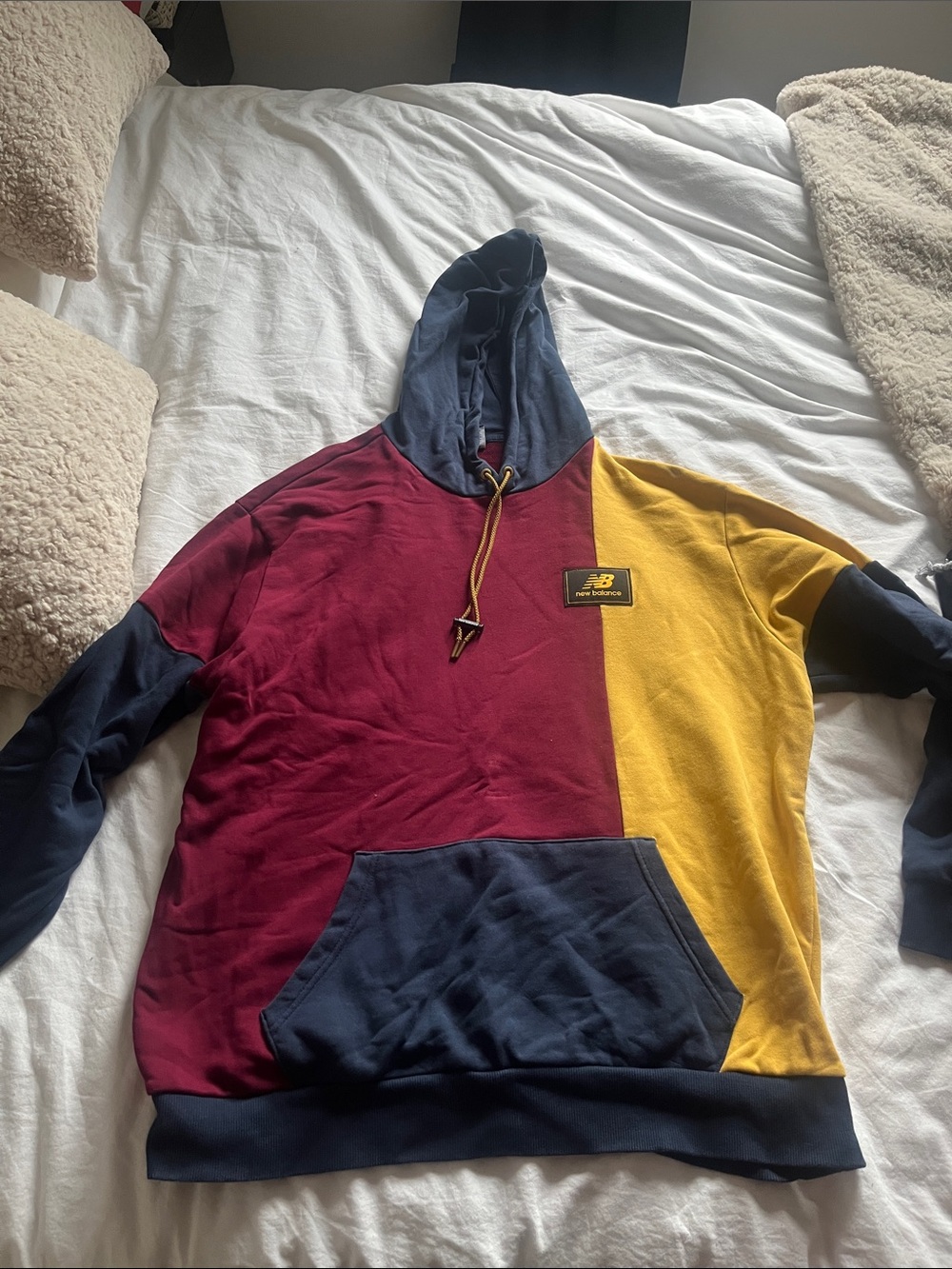 New Balance Men's Colorblock Hoodie - Burgundy, Navy & Yellow Gold